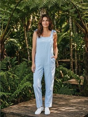 HYFVE Light Blue Tie-Shoulder Linen Jumpsuit
